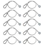 TSSS 10 Pieces 30cm Stage Light Safety Cables with Buckle and Eyelet Ends Stainless Steel with PVC Coated, DJ Lighting Security Hanger Wire Rope Chain, Load 30KG