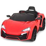 Costzon Ride on Car, 12V Battery Powered Electric Vehicle w/Manual & Remote Control Modes, LED Lights, Horn, Music, MP3, USB, TF, 3 Speeds, Spring Suspension, Ride on Toy for Boys Girls (Red)