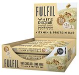FULFIL Vitamin and Protein Bars, White Chocolate Cookies and Cream Flavour, Up to 20g High Protein Snacks, 9 Vitamins, Low Sugar FULFIL Protein Bars, 15 x 55 g