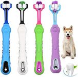 4 Packs Dog Toothbrush,Triple Head Dog Toothbrush Kit, Multi-Angle Dog Teeth Cleaning Brushes for Pet Dental Care,Removing Bad Breath Tartar for Dog Clearing Mouth