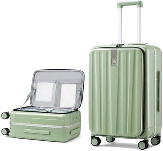 Hanke 26 Inch Checked Luggage with Spinner Wheels Top Open PC Hard Shell Suitcases Aluminum Frame Rolling Travel Luggage for Women Men(Bamboo Green)