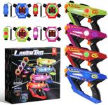 Laser Tag Guns Set of 4 - Rechargeable Infrared Technology Laser Tag for Kids, 360° Sensors+LCDs+Adjustable Life Value, Fun Family Game Toy Guns Teen Gifts for Ages 8+
