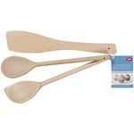 Tala Set of 3 Wooden Cooking Utensils - FSC¨ Beech Wooden Spatulas for Cooking, Spoon & Scraper Spoon - Heat Resistant, Easy to Use, Easy to Clean - Bakeware Accessories - Set of 3