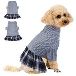 Turtleneck Pullover Dog Sweater, Knitwear Turtleneck Cable Warm Knit Dog Sweater Cute Knitted Dresses Warm Pet Winter Clothes Outfits for Dogs(Grey, L)