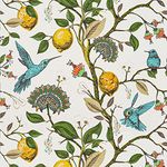 VaryPaper Blue Bird Wallpaper Self Adhesive Lemon Contact Paper Removable 44.5cmx800cm Vintage Flower Prints Sticky Back Plastic Furniture Vinyl Wrap Paste The Wall Wallpaper for Living Room Bedroom