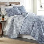 Southshore Fine Living, Inc. Paisley Bedding Quilt Set Lightweight, Coverlet Bedspread 3-Piece Boho Set with Two Matching Shams (98 in Wide x 98 in Long), Reversible Blue, Full / Queen