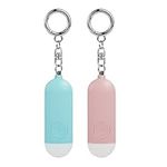 2pcs Rechargeable Personal Safety Alarm for Women Travel 130dB Loud, Self Defense Siren Sound Alarm Keychain, Birdie Alarm with SOS Button and Strobe Light, USB Type-C & Fast Charging (2 Colors)