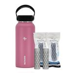 GOFILTR 32 oz Alkaline Water Bottle + 2 Alkaline Water Infusers 9.5 pH/Insulated Water Bottle That Creates Alkaline Water/Sport Water Jug, Color: Raspberry