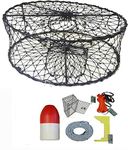 KUFA Sports Foldable Crab Trap with 11" Red/White Floats, Harness, Bait case & Crab Caliper Combo (CT50+CEC1)