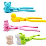 Sizkii 4-Pack Mini Animal Snowball Maker Clip, Snow Toys, Beach Toy Sand Mold Building Kits(Duck/Dinosaur/Bear/Rabbit)