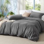 Bedsure Twin/Twin XL Duvet Cover Kids - Polyester & Rayon Derived from Bamboo Cooling Dark Grey Duvet Cover Twin, 2 Pcs with 1 Zipper Closure Duvet Cover (68"x90") & 1 Pillow Sham, No Comforter