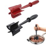 Meat Chopper,Heat Resistant Potato Masher Meat Chopper, Versatile Nylon Non-Stick Meat Smasher,Ground Beef Smasher, Meat Smasher Utensil,Cookware Heat Resistant Meat Masher, Kitchen Aid (Black&Red)