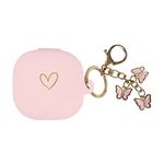 AIIEKZ Compatible with Samsung Galaxy Buds FE/Buds 2 / Buds Pro/Buds Live/Buds 2 Pro, Soft Silicone Case with Gold Heart Pattern with Cute Butterfly Keychain for Girls Women (Pink)