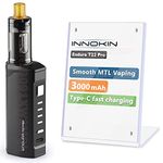 E Cigarette Vape Starter Kit, Innokin Endura T22 Pro E-Cig 3000mAh Electronic Vaporizer with 2ml Top Slide Refill Tank,LED Display,MTL Smooth Vaping Auto-Wattage Use T18E Coil, No Nicotine-Black