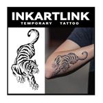 INKARTLINK Tattoo Tech, 2 Sheets Medium Semi Permanent Tattoo, Adult Art Design Temporary Tattoos, Lasts 1-2 Weeks, Waterproof, Realistic Look, No Adhesive, No Reflection (Tiger Design)