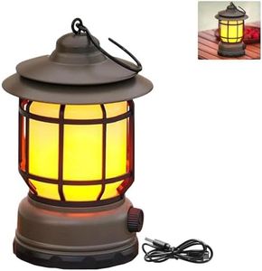 Clearhill Rechargeable Camping Lantern, Flame Decorative Table Lamp, 3 Modes LED Light with Hook,Dimmable Vintage Style,Portable Waterproof Camping Light for Indoor/Outdoor Use