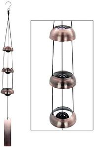 Temple Wind Chime, Red Copper Wind Chimes with 3 Bells, Feng Shui Wind Chimes for Home Yard Outdoor Decoration, A Great Memorial Wind Chime for Someone Who Loves Peace