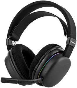MechLands Aula G7 Wireless Gaming Headset for PS4/PS5/PC/Switch, Over-Ear Headphones with Detachable Noise Canceling Mic, RGB, Surround Sound, 60H Battery, 2.4GHz/BT/Wired (Black)