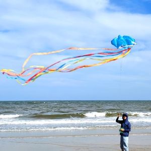 Octopus Kite for Kids and Adults, Large Frameless Soft Parafoil Kites, Huge Easy Flyer Kites for Beach Trip & Outdoor Activities(Blue)