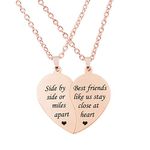 MJartoria BFF Necklace for 2-Valentines Heart Matching Necklace Best Friends Pendant Friendship Necklace Set of 2 Birthday Gifts, Stainless Steel, No Gemstone