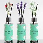 Binca Vidou Reed Diffuser Set of 3, Lavender Rose Vanilla Oil Reed Diffusers for Bedroom Living Room Office Aromatherapy Oil Reed Diffuser for Gift & Stress Relief 35ml/1.18oz x 3