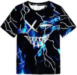 Floerns Boys Graphic Print Short Sleeve Tee Crew Neck Reflective Casual T Shirt Black and Blue 8Y