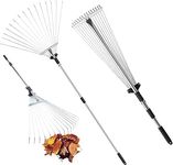 GBS Telescopic Metal Leaf Rake for Gardening, Adjustable Rake for Quick Cleaning Up of Lawn, Yard, Garden Leaf, Folding Leaves Rack Expanding Handle Lightweight and Rust Resistant