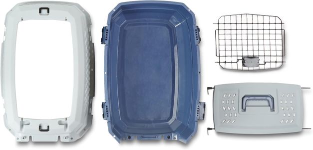 Amazon Basics Hard-Sided Cat Carrier, Two-Door Top-Load, Blue, 58cm