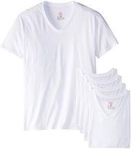 Hanes Men's Best V-Neck T-Shirt, White, Large (Pack of 6)