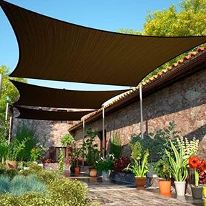 ShadeMart 16' x 16' Brown Sun Shade Sail UPF50 Square Canopy Fabric Cloth Screen, Water and Air Permeable & UV Resistant, Heavy Duty, Carport Patio Outdoor - (We Customize Size)