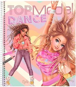Depesche 12227 TOPModel Dance - Livre de coloriage avec 30 Pages pour créer des Motifs de mannequins et des Tenues, Cahier de coloriage avec Planche de Stickers, pochoirs, etc.