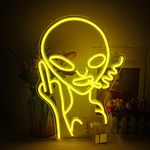 LUCUNSTAR Yellow Alien Neon Sign, Gesture Alien Neon Signs for Wall Decor, Alien Neon Light with USB Powered for Bedroom, Game Room, Bar, Livingroom