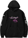 OLIPHEE Men's Hoodies Harajuku Design Sad Girl Printed Casual Hip Hop Streetwear Black M