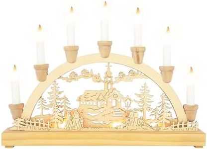 The Christmas Workshop 70780 Wooden Illuminated Candle Bridge / 7 Warm White Candles/Indoor Christmas Decoration/Battery Operated / 36cm x 27.5cm x 5.5cm