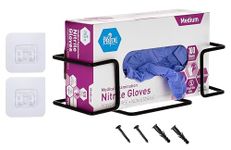 Alpine Industries Double Box Wire Wall Mount Glove Dispenser - Mounted Organizer Rack for Disposable Surgical Glovebox & Tissue Boxes - Hanging Lab & Kitchen Storage (Black, 1 Box)