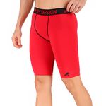 ReDesign Apparels Men Compression Nylon Short Tights (X-Large, Red)