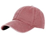 Glamorstar Classic Unisex Baseball Cap Adjustable Washed Dyed Cotton Ball Hat, Red Wine, One Size