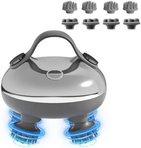 Dyroe Massage de Tête, Masseur de Tête électrique, Masseur de cuir Chevelu 3 Modes de Pétrissage et 4 Têtes de Massage de Rechange, Portable IPX7 étanche pour Relaxation du Corps, Cadeau Argenté