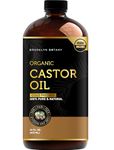 Brooklyn Botany Organic Castor Oil in Glass Bottle for Hair, Eyelashes & Eyebrows - 100% Pure and Natural Carrier Oil, Hair & Body Oil - Moisturizing Massage Oil for Aromatherapy - 473 ml