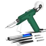 Soldering Iron Kit, 80W Automatic Soldering Gun with Ceramic Heater, 8-in-1 Soldering Kit Includes Solder Gun, Solder Wire, Desoldering Pump, Tweezers for Soldering Circuit Boards, Repairs and DIY