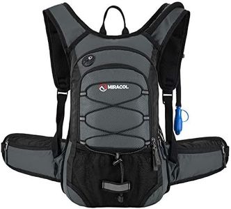 Hydration Pack Hiking Water Backpack - Miracol Insulated Water Bag with 2L Bladder Charcoal Grey