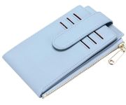 VOGARD RFID PU Leather Card Holder Wallet for Women Slim Wallets Bifold Multi Card Case Zipper Coin Purse (Blue)…