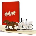 Adorable wedding card for bride & groom, elegant pop up wedding card, wedding carriage, wedding day card, wedding wishes cards, handmade, L18AMZ