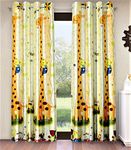 Home Sizzler 2 Piece Kid's Giraffe Panel Eyelet Polyester Long Door Curtain - 9 Feet, Yellow