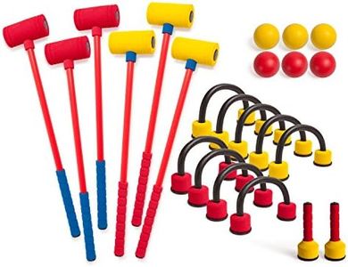 Champion Sports Foam Croquet Set: Classic Outdoor Lawn and Party Game for Kids - 6 Player Sets with Soft Wickets Stakes & Mallets