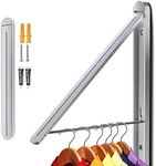 Ithywat Clothes Drying Rack,Wall Mounted Clothes Hanging Rack,Retractable Folding Hanger,Laundry Room Organization,Drying Racks for Laundry,Bathroom,Garage,Indoor&Outdoor Aluminum1pcs