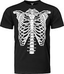 GunShowTees Skeleton Shirt | Easy Halloween Costume on Rib Cage Unisex Shirt, Black, Medium