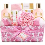 Spa Gift Baskets for Women, Spa Luxetique Bath Set, 12 Pcs Rose Gifts Set with Bubble Bath, Bath Bombs, Body Lotion, Hand Cream & More, Bath Gift Basket for Women