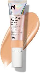 IT Cosmetics CC+ Nude Glow (Medium Tan) - Medium Coverage Foundation with SPF 40 & Brightening Glow Serum, Lightweight Skin Tint, 2% Niacinamide + Hyaluronic Acid, Up to 24H Hydration - 1.08 fl oz