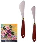 2PCS Painting Mixing Scraper Painting Knife Set,Stainless Steel Mixing Painting Art Spatula with Wood Handle,Stainless Steel Palette Knife for Oil Canvas Acrylic Painting Supplies